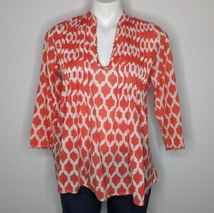 Roberta Roller Rabbit white orange 100% cotton beaded tunic top S